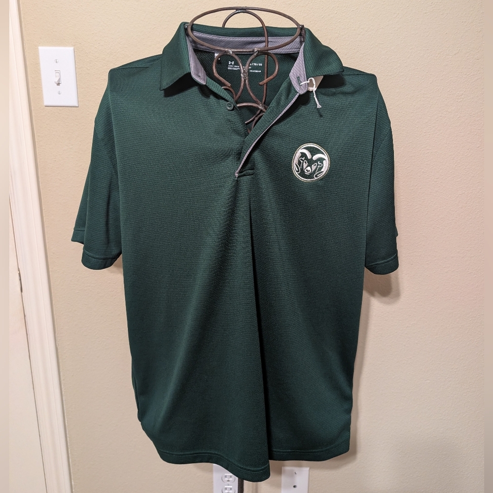 Under Armour Green Polo Shirt with Colorado State Rams Logo